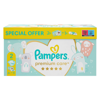 PAMPERS Toy Box Premium Care pleny 2x S2 4-8 kg 136 ks + vlhčené ubrousky Pampers Aqua Pure