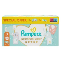 PAMPERS Toy Box Premium Care pleny 2 x S3 6-10 kg 120 ks + vlhčené ubrousky Pampers Aqua Pure
