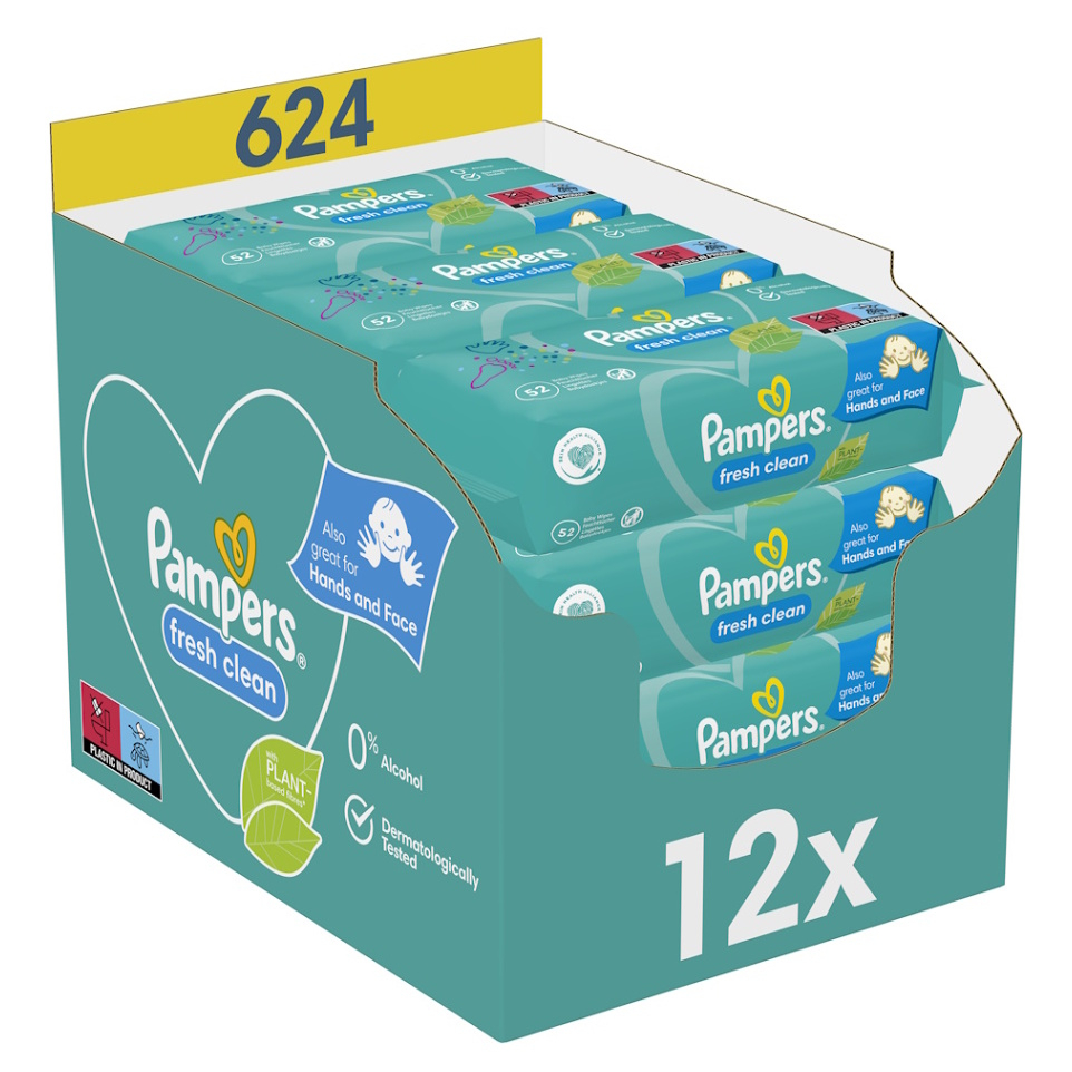 E-shop PAMPERS Fresh Clean dětské čistící ubrousky 12 x 52 ks
