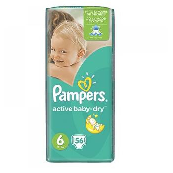 PAMPERS Active Baby-Dry 6 EXTRA LARGE 15+ kg 56 kusů