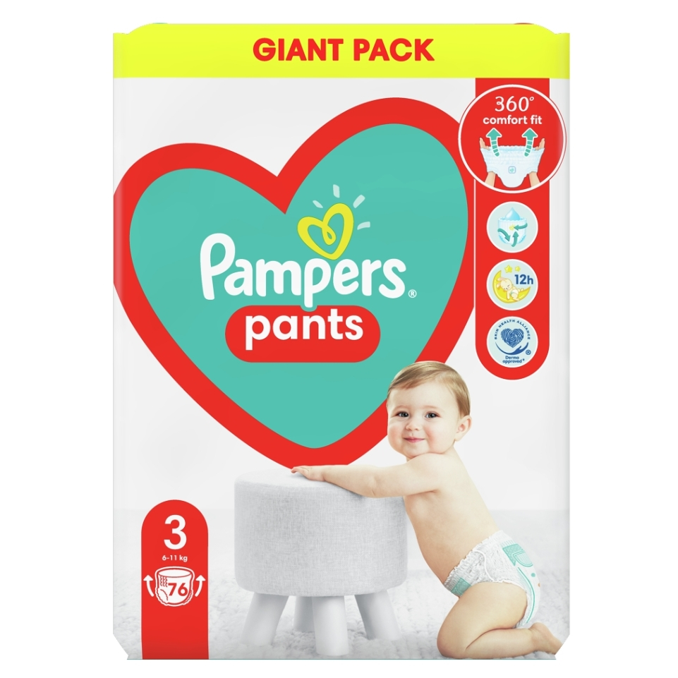 Fotografie Pampers Active Baby Pants Kalhotkové plenky vel. 3, 6-11 kg, 76 ks
