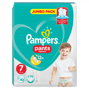 PAMPERS Pants vel.7 Jumbo Pack 17+kg Kalhotkové plenky 40 ks PAMPERS Pants vel.7 Jumbo Pack 17+kg Kalhotkové plenky 40 ks