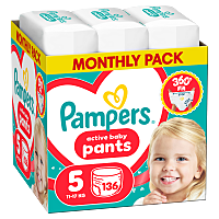 PAMPERS Active baby 5 plenkové kalhotky 11-17 kg 136 kusů
