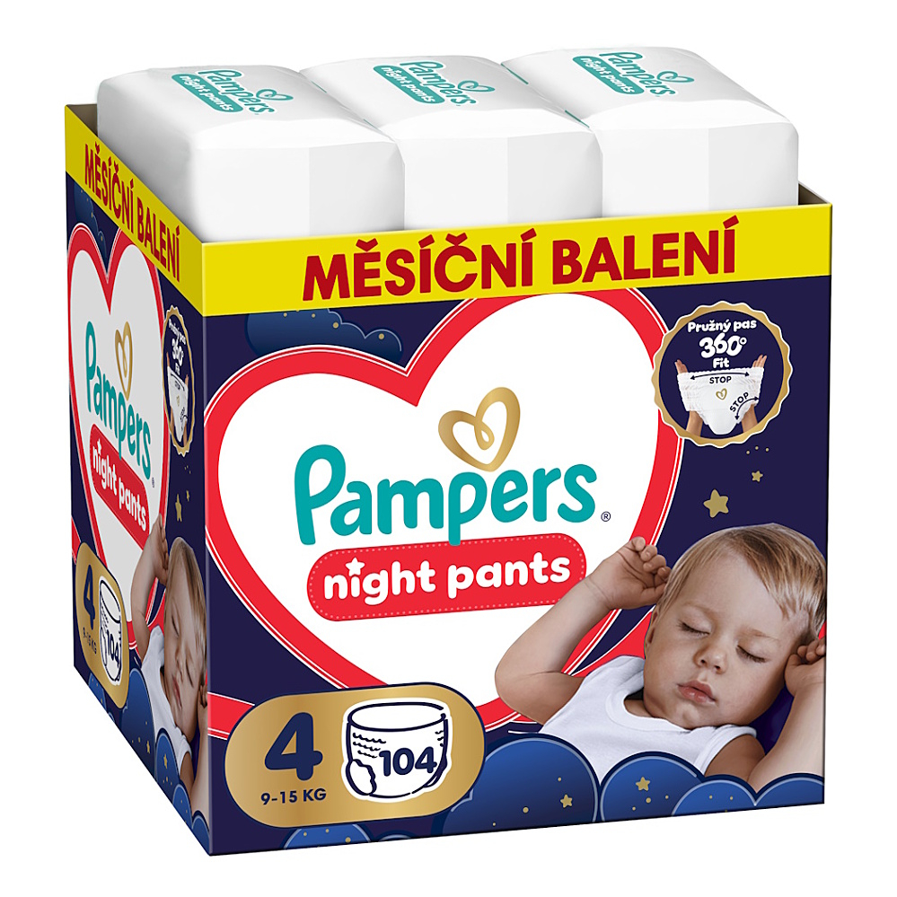 PAMPERS Pants night 4 kalhotkové plenky 9-15 kg 104 kusů