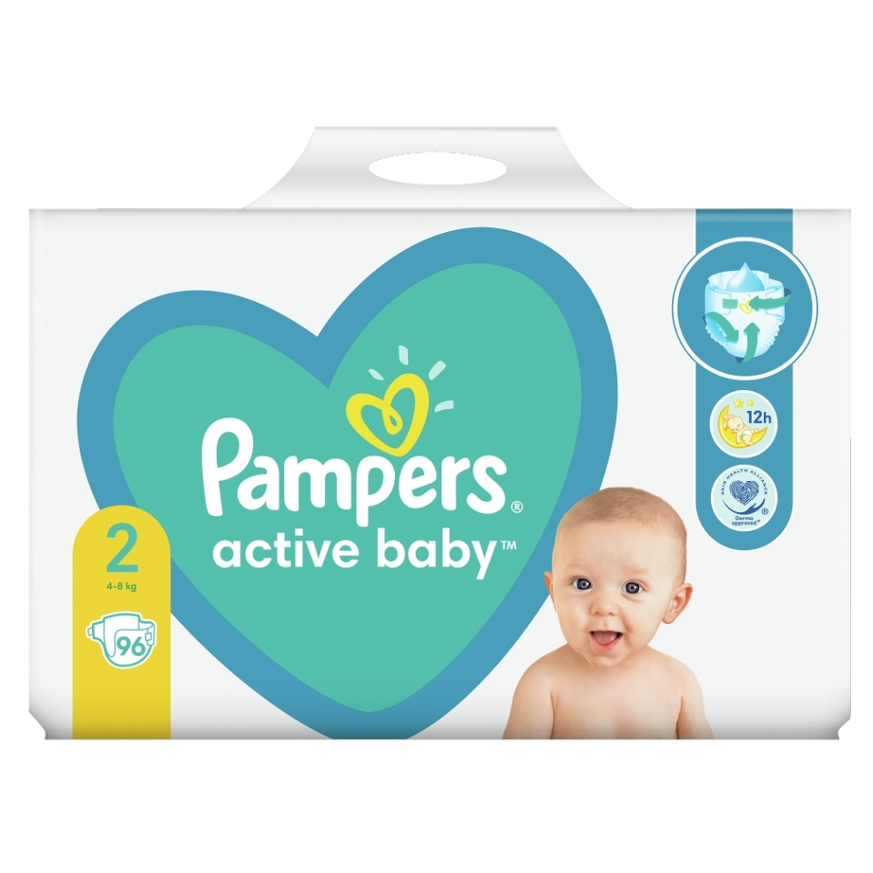 Fotografie PAMPERS Active Baby vel.2 dětské pleny 4-8 kg 96 ks Pampers