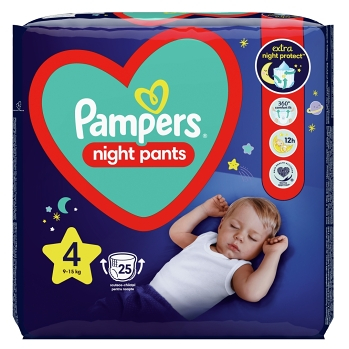 PAMPERS Pants Night 4 kalhotkové plenky 9-15 kg 25 ks