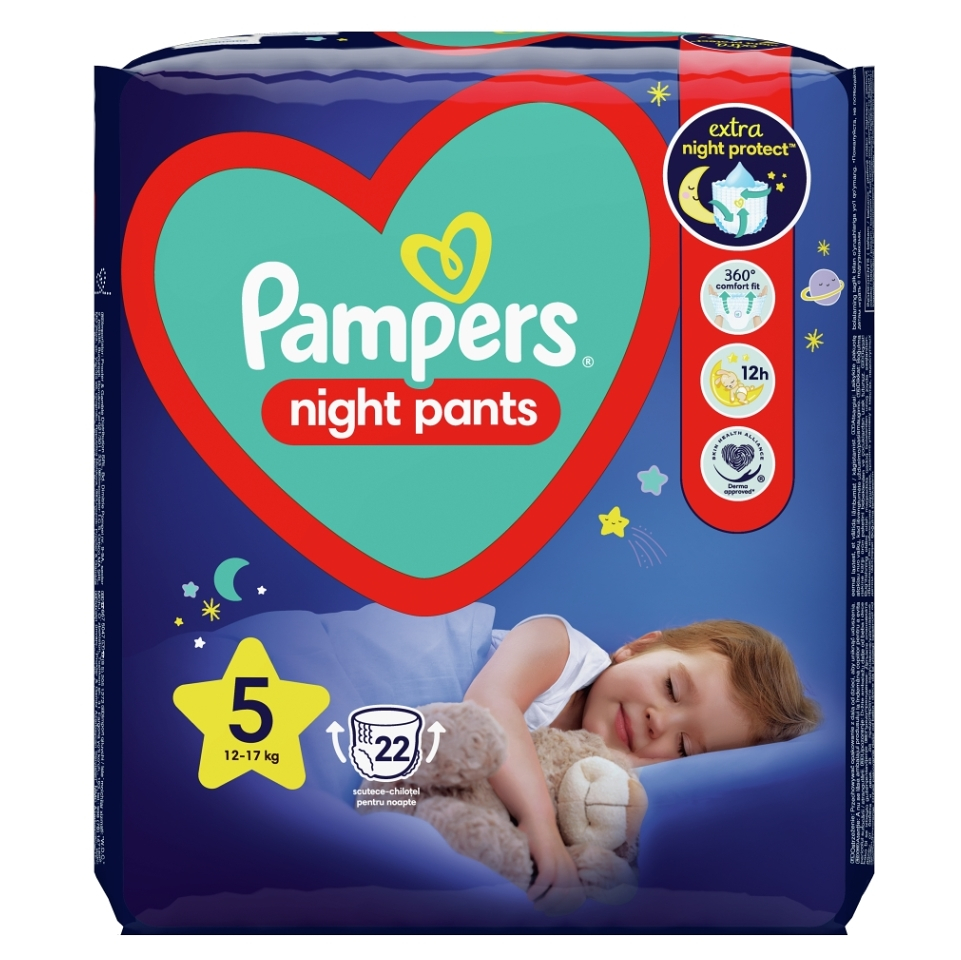 PAMPERS Pants Night 5 kalhotkové plenky 12-17 kg 22 ks