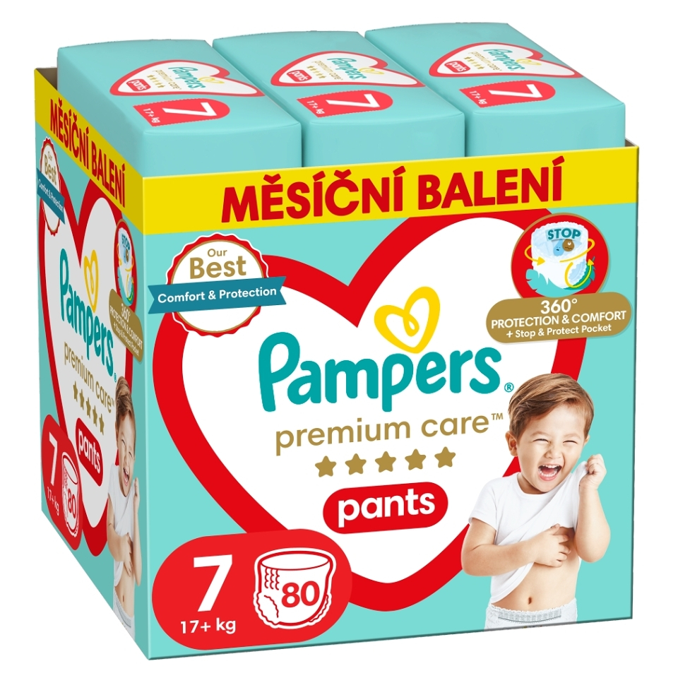 Levně PAMPERS Premium kalhotkové plenky Monthly box S7 80 kusů