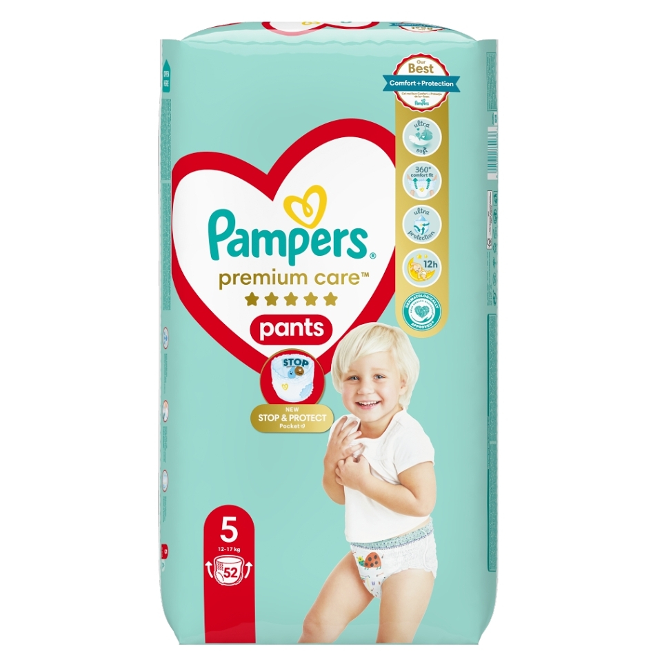 E-shop PAMPERS Premium Care vel.5 Plenkové kalhotky 12-17 kg 52 kusů