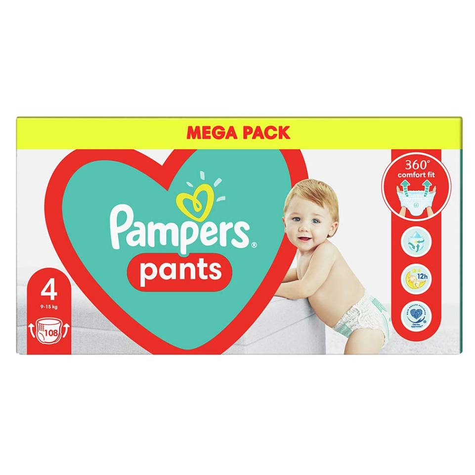 E-shop PAMPERS Pants vel.4 Plenkové kalhotky 9-15kg 108 ks
