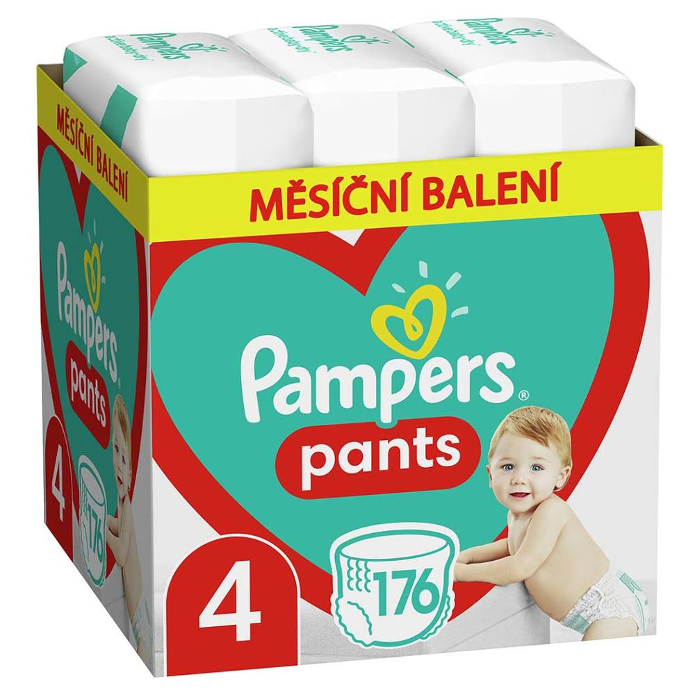 Fotografie PAMPERS Pants vel.4 Plenkové kalhotky 9-15kg 176 ks Pampers