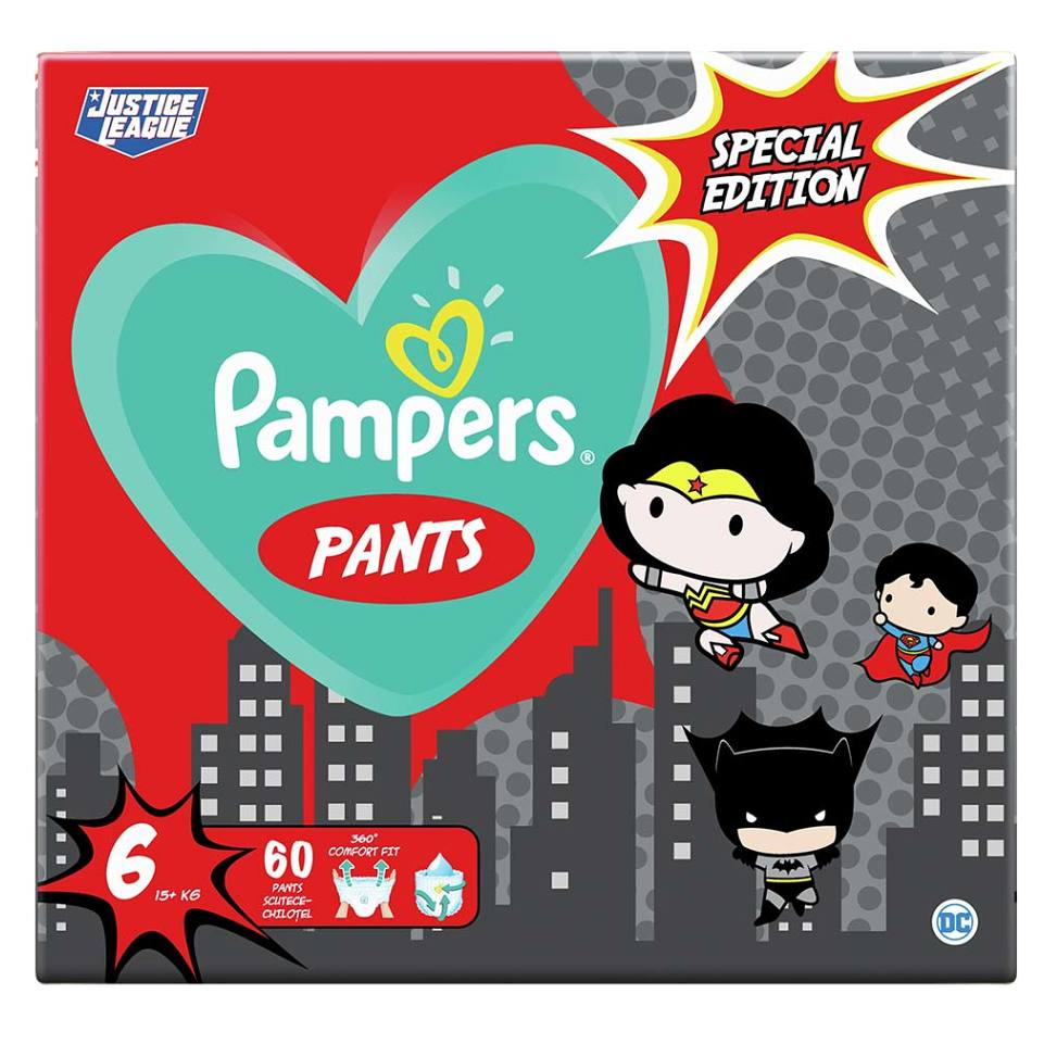 Fotografie PAMPERS Pants vel.6 Plenkové kalhotky 15+kg Warner Bros 60 ks Pampers