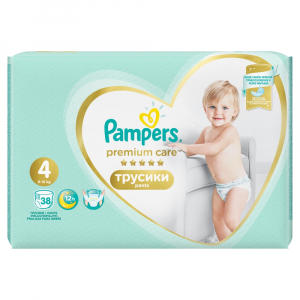 PAMPERS Premium Care Pants vel.4 Plenkové kalhotky 9-15kg 38 ks PAMPERS Premium Care Pants vel.4 Plenkové kalhotky 9-15kg 38 ks