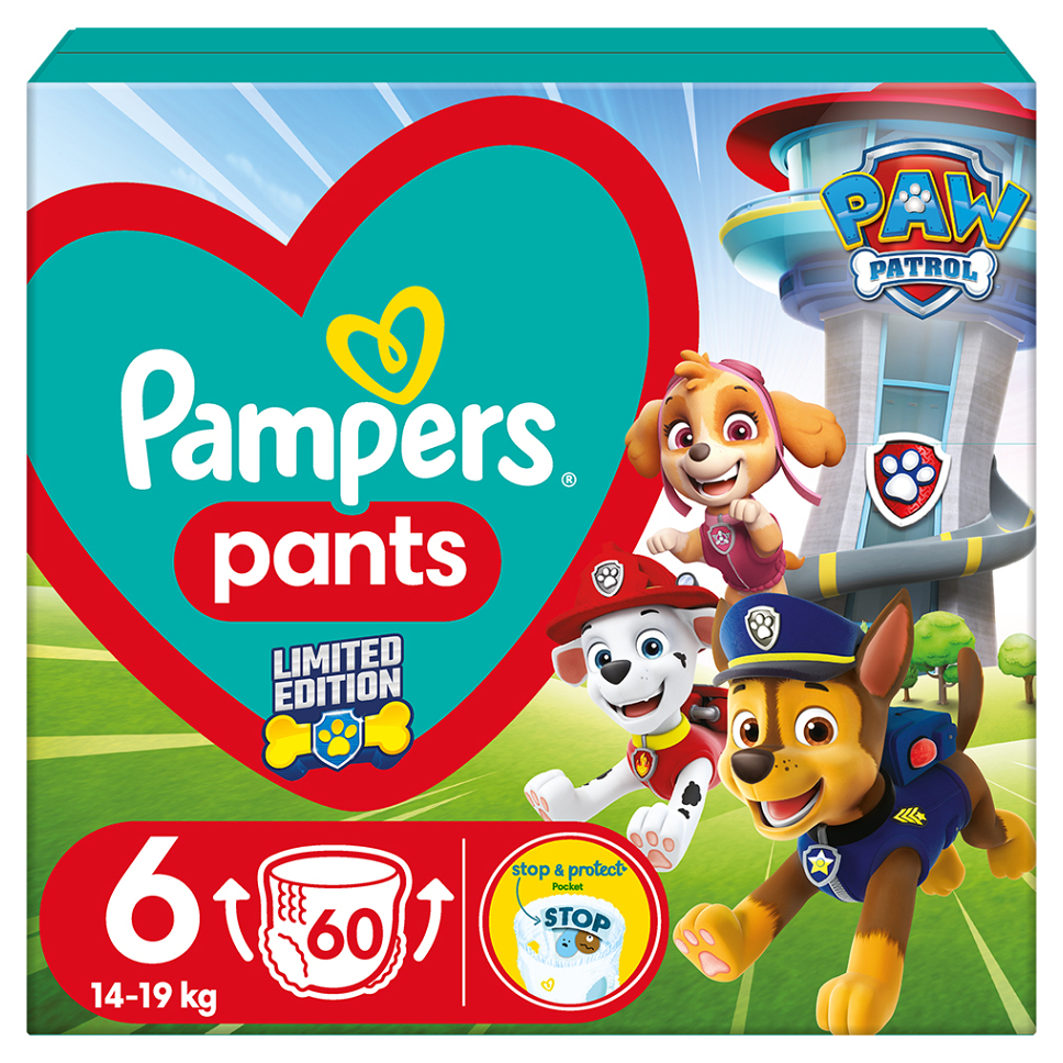 E-shop PAMPERS Baby dry edice Paw Patrol vel. 6 plenkové kalhotky 14-19 kg 60 ks