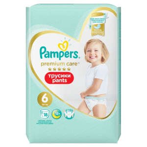 PAMPERS Premium Care Pants vel.6 Plenkové kalhotky 15+kg 18 ks PAMPERS Premium Care Pants vel.6 Plenkové kalhotky 15+kg 18 ks