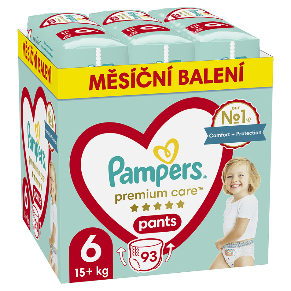Levně PAMPERS Premium care vel. 6 plenkové kalhotky box 15+ kg 93 ks