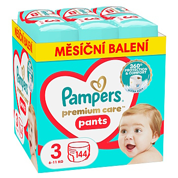 PAMPERS Premium Care vel. 3 plenkové kalhotky 6-11 kg 144 ks (Plenky 3 (4 - 10 kg))