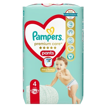 PAMPERS Premium Care vel.4 Plenkové kalhotky 9-15 kg 58 kusů (Plenky 4 (7 - 18 kg)) - Jednorázové