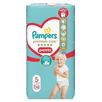 PAMPERS Premium Care vel.5 Plenkové kalhotky 11-17 kg 52 kusů (Plenky 5 (11 - 25 kg)) - Jednorázové
