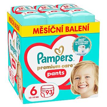 PAMPERS Premium care vel. 6 plenkové kalhotky box 13-19 kg 93 ks (Plenky 6 (15 a více kg))