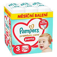 PAMPERS Premium care 3 plenkové kalhotky 6-11 kg 114 kusů