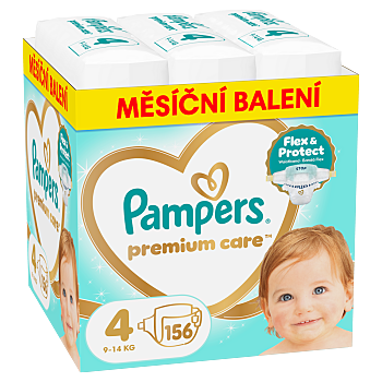 PAMPERS Premium care 4 plenky 9-14 kg monthly box 156 kusů (Plenky 4 (7 - 18 kg))