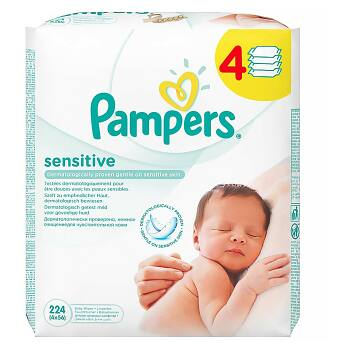 PAMPERS Sensitive dětské čisticí ubrousky 4x 56 kusů