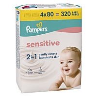 PAMPERS Sensitive vlhčené ubrousky XXL 4 x 80 kusů