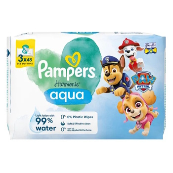 PAMPERS Harmonie aqua ubrousky paw patrol 3 x 48 kusů (Ubrousky)