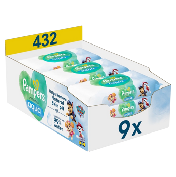 PAMPERS Harmonie ubrousky aqua 9 x 48 kusů (Dětské ubrousky) - Hypoalergenní