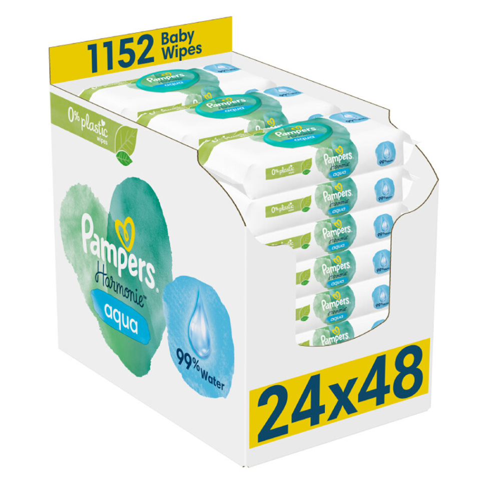 E-shop PAMPERS Harmonie Aqua Plastic free ubrousky 24 x 48 ks