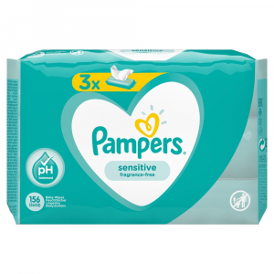 PAMPERS Vlhčené ubrousky Sensitive 3x52 ks PAMPERS Vlhčené ubrousky Sensitive 3x52 ks