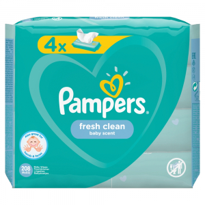 PAMPERS Vlhčené ubrousky Fresh Clean 4x52 ks PAMPERS Vlhčené ubrousky Fresh Clean 4x52 ks