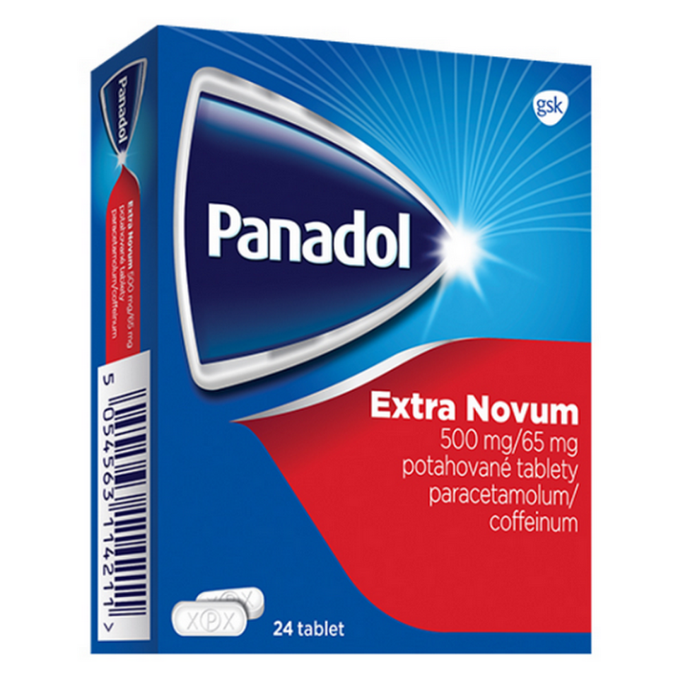 Levně PANADOL Extra Novum 500mg/65mg 24 potahovaných tablet IV