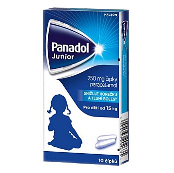 PANADOL Junior čípky 250 mg 10 kusů (Na teplotu u dětí) - Jednosložkové