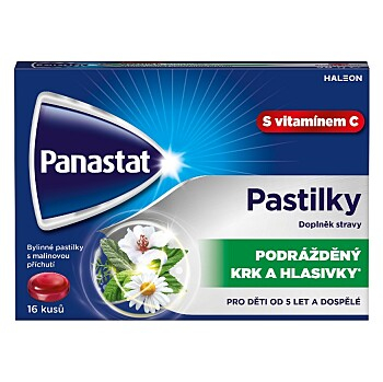 PANASTAT Bylinné pastilky s vitamínem C malina 24 pastilek (Vitamín C)