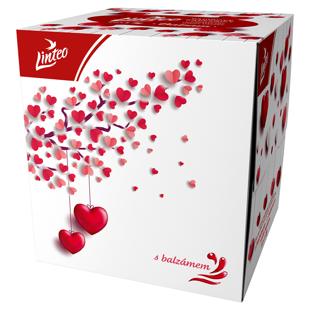 Levně LINTEO Papírové kapesníky 3-vrstvé BOX Love 60 ks