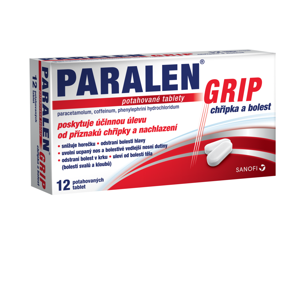 Obrázek PARALEN GRIP Chřipka a bolest 500 mg 12 potahovaných tablet