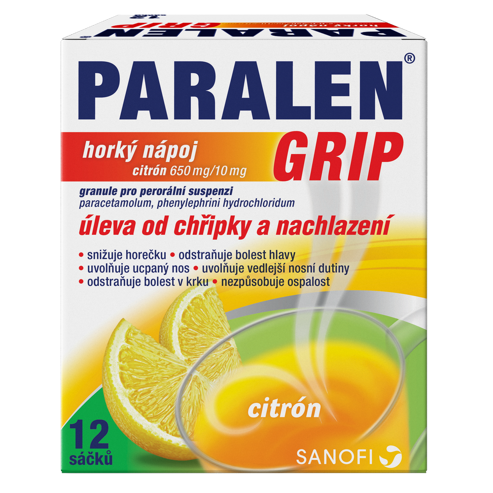PARALEN GRIP Horký nápoj citrón 12 sáčků