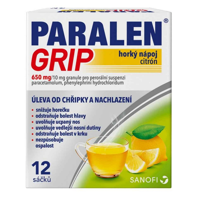Levně PARALEN GRIP Horký nápoj citrón 12 sáčků