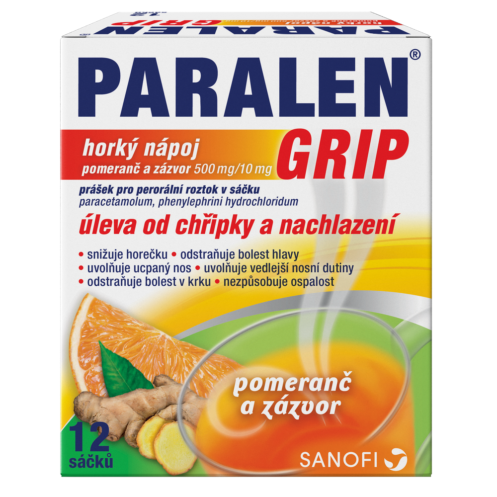 PARALEN Grip horký nápoj pomeranč a zázvor 12 sáčků