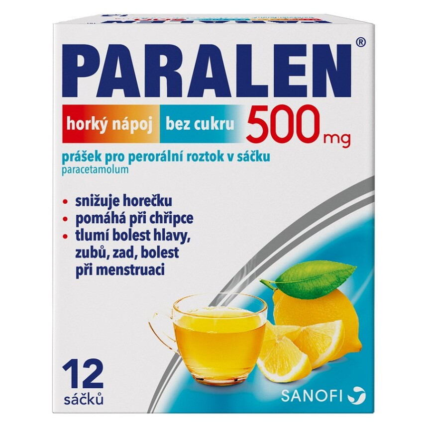 E-shop PARALEN Horký nápoj bez cukru 500 mg 12 sáčků