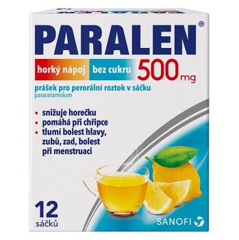 PARALEN Horký nápoj bez cukru 500 mg 12 sáčků