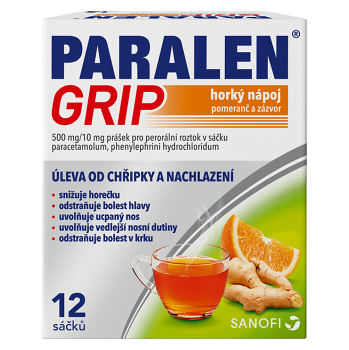 PARALEN GRIP Horký nápoj pomeranč a zázvor 12 sáčků