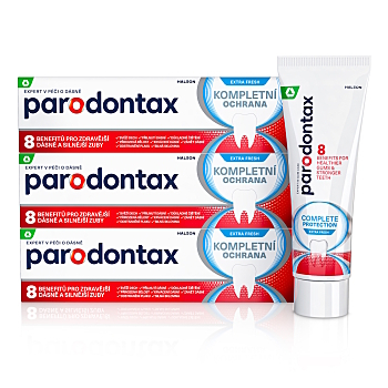 PARODONTAX Kompletní ochrana Zubní pasta Extra Fresh 3 x 75 ml (Zubní pasty na citlivé zuby a dásně) - Ochranný, Bělící, Osvěžující dech, Ošetřující