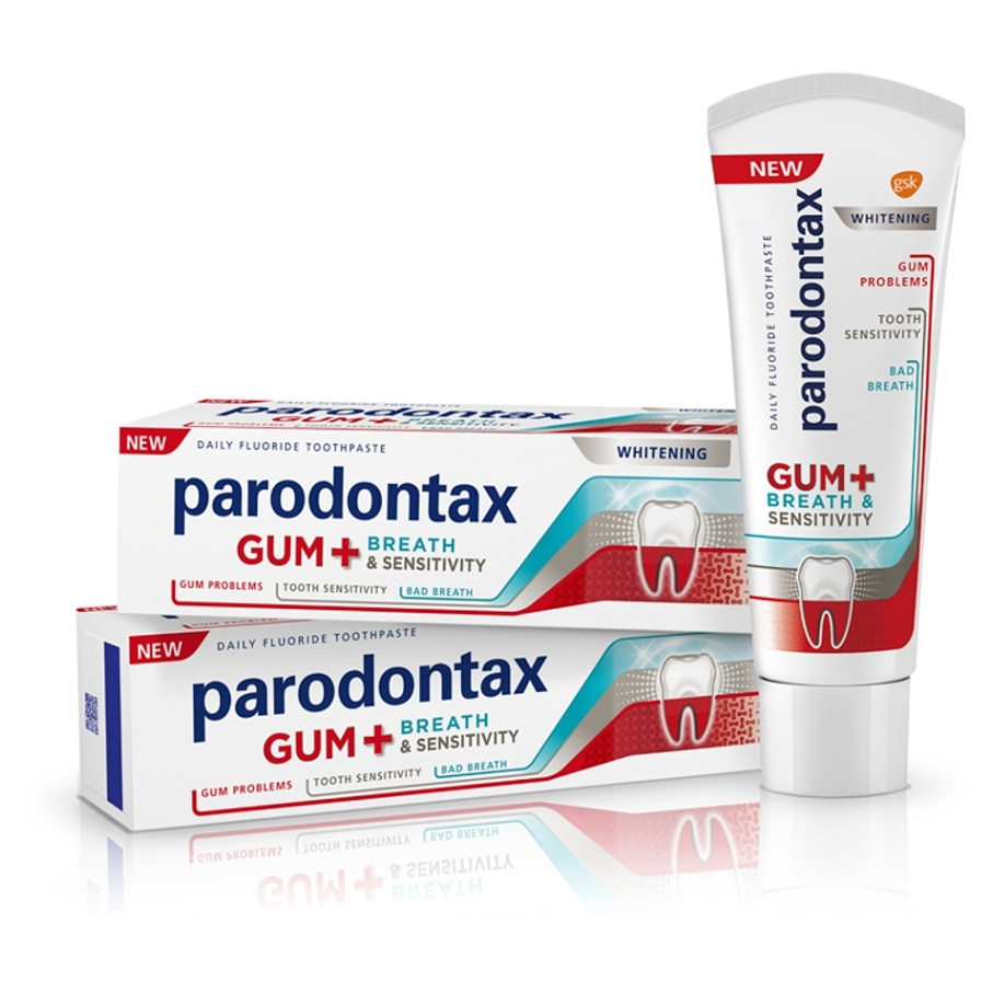 Levně PARODONTAX Zubní pasta Gum + Breath & Sensitivity Whitening 2 x 75 ml