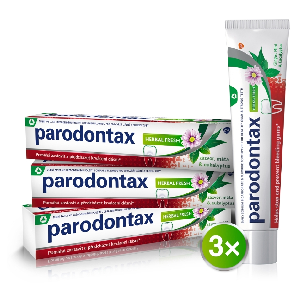 Levně PARODONTAX Zubní pastal Herbal Fresh 3 x 75 ml