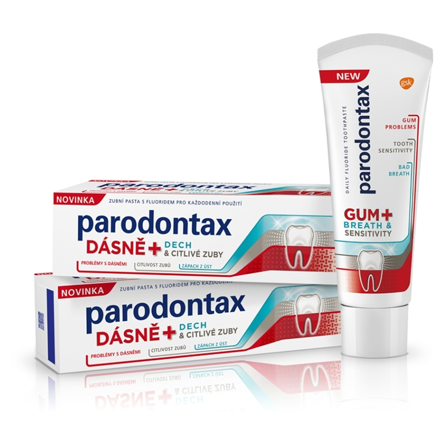 Levně PARODONTAX Zubní pasta Gum + Breath & Sensitivity Original 2 x 75 ml