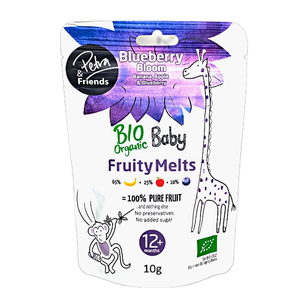 Petra & Friends Ovocné smoothie kousky sušené mrazem - banán, jablko a borůvka BIO 12m+ 10 g