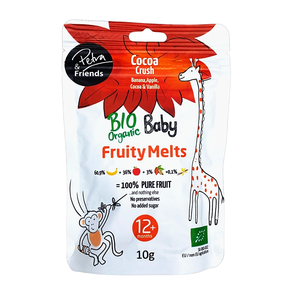 Petra & Friends Ovocné smoothie kousky sušené mrazem - banán, jablko, kakao a vanilka BIO 12m+ 10 g